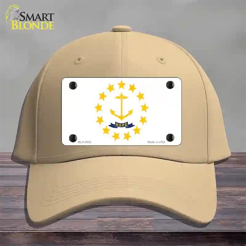 Rhode Island State Flag Novelty License Plate Hat Cotton / Khaki