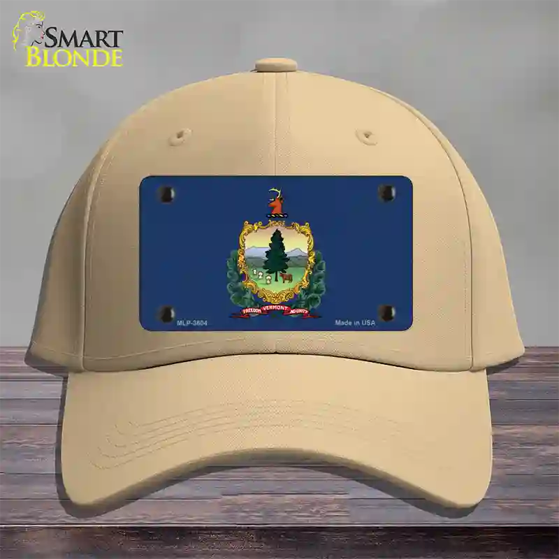 Vermont State Flag Novelty License Plate Hat Cotton / Khaki