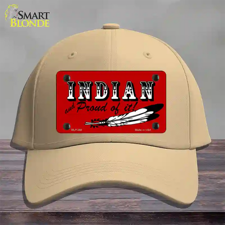 Indian And Proud Novelty License Plate Hat Cotton / Khaki