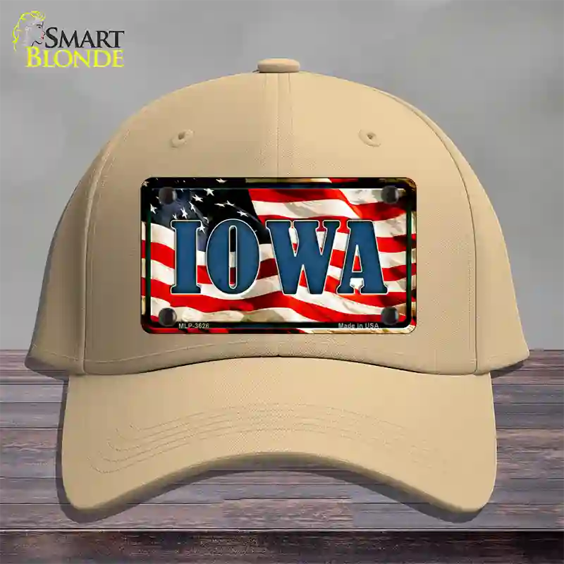 Iowa USA Novelty License Plate Hat Cotton / Khaki