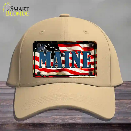 Maine USA Novelty License Plate Hat Cotton / Khaki