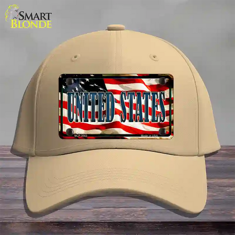 United States Flag Novelty License Plate Hat Cotton / Khaki