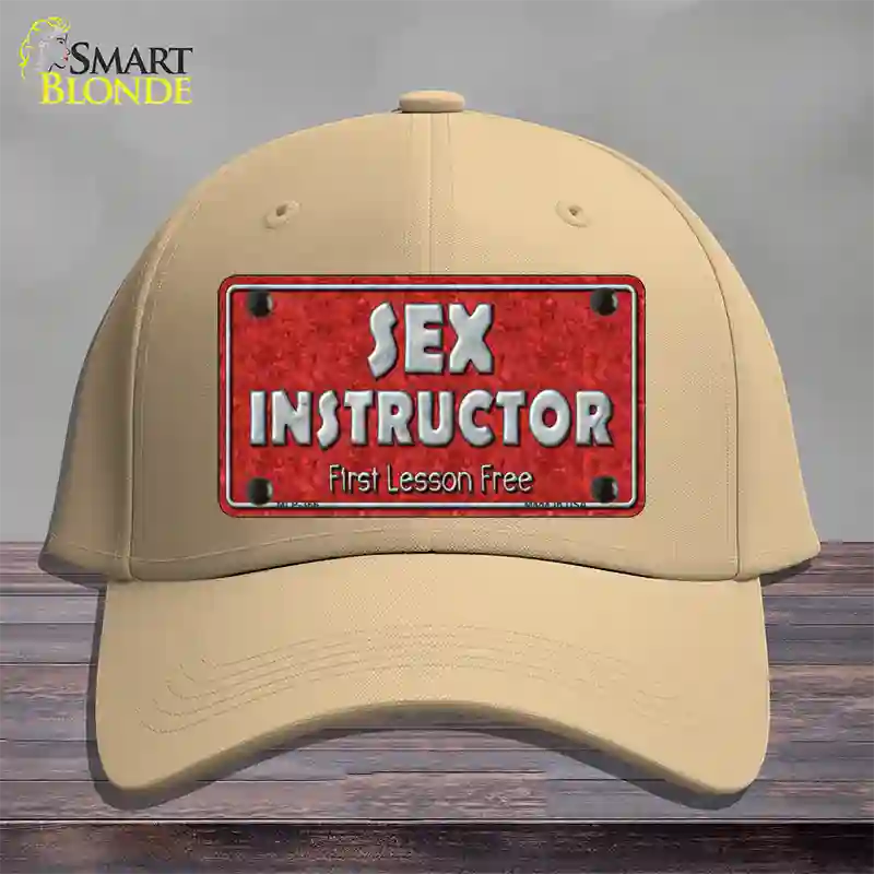 Sex Instructor Novelty License Plate Hat Cotton / Khaki