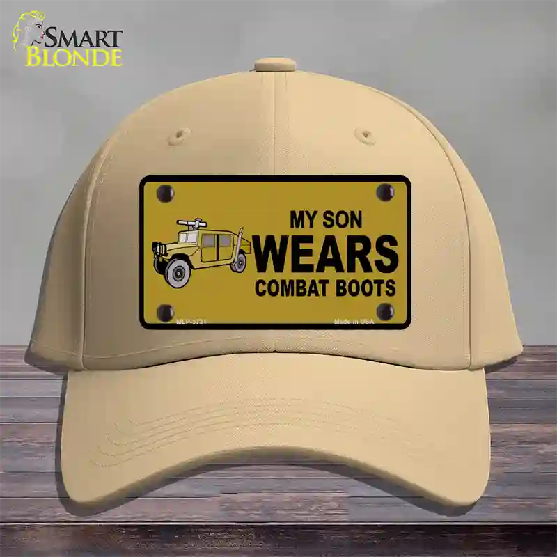 Son Wears Combat Boots Novelty License Plate Hat Cotton / Khaki