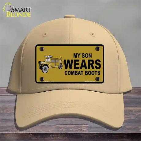 Son Wears Combat Boots Novelty License Plate Hat Cotton / Khaki