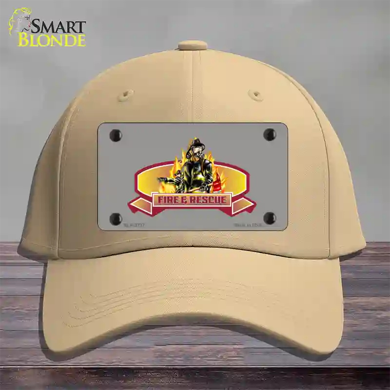 Fire Rescue Novelty License Plate Hat Cotton / Khaki