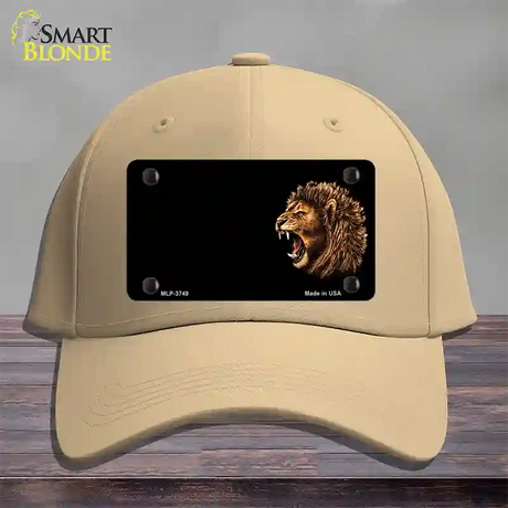 Lion Head Offset Novelty License Plate Hat Cotton / Khaki