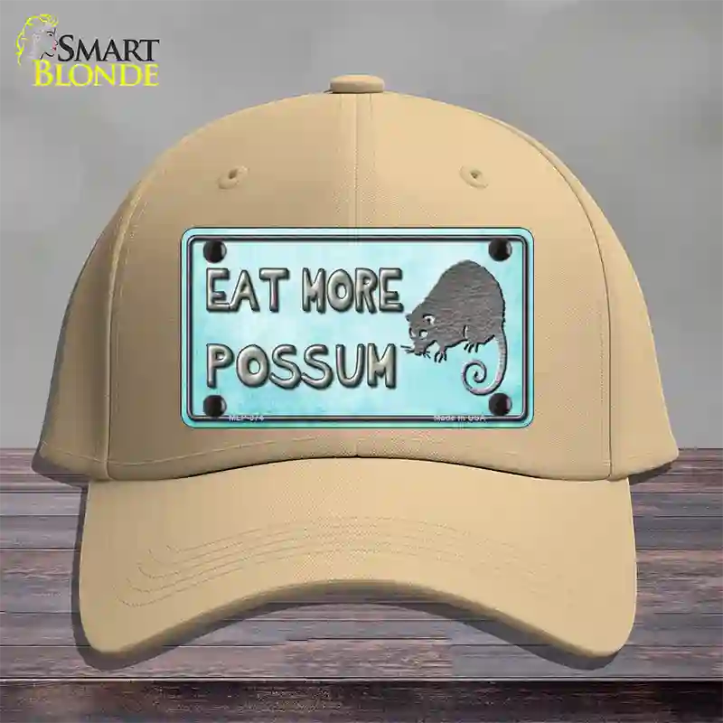 Eat More Possum Novelty License Plate Hat Cotton / Khaki