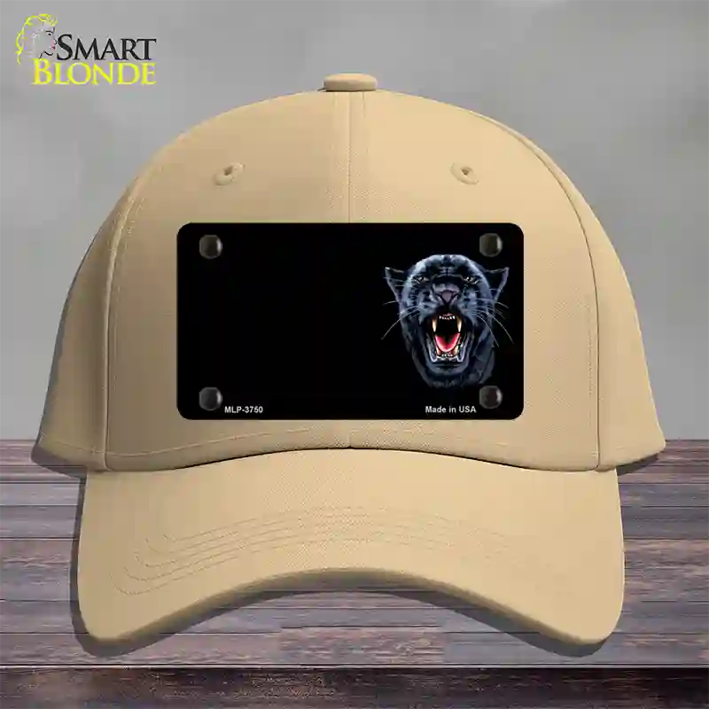 Panther Offset Novelty License Plate Hat Cotton / Khaki