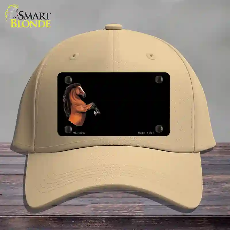 Horse Offset Novelty License Plate Hat Cotton / Khaki