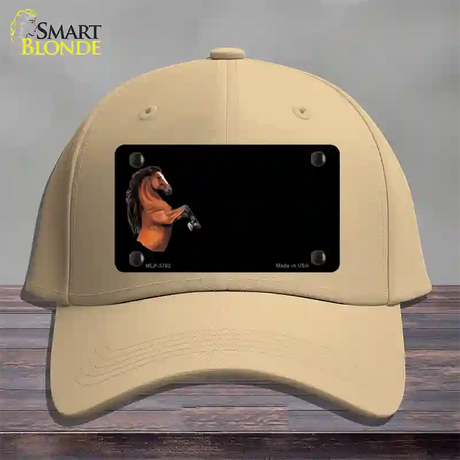 Horse Offset Novelty License Plate Hat Cotton / Khaki