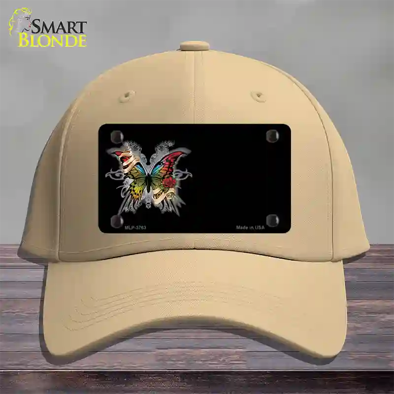 Butterfly Offset Novelty License Plate Hat Cotton / Khaki