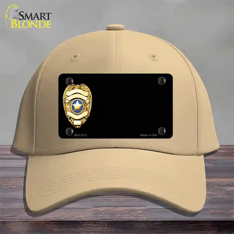 Police Badge Offset Novelty License Plate Hat Cotton / Khaki