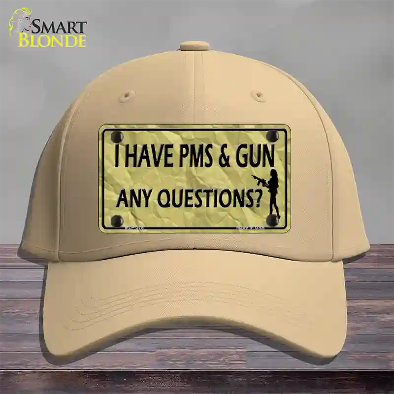 PMS And A Gun Novelty License Plate Hat Cotton / Khaki