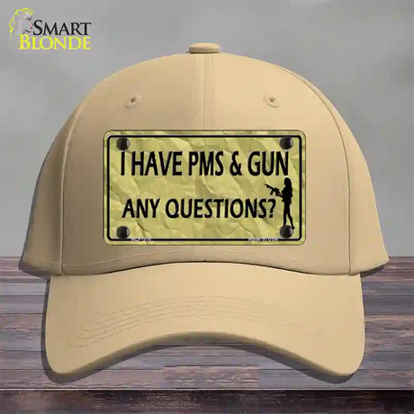 PMS And A Gun Novelty License Plate Hat Cotton / Khaki