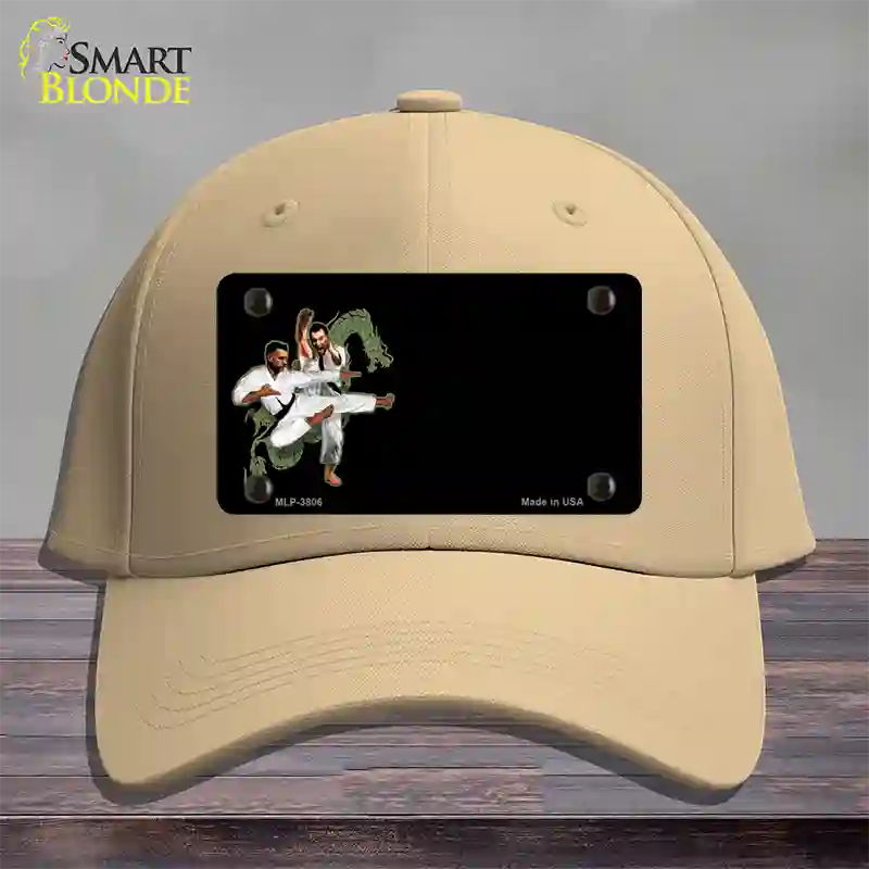 Karate Offset Novelty License Plate Hat Cotton / Khaki