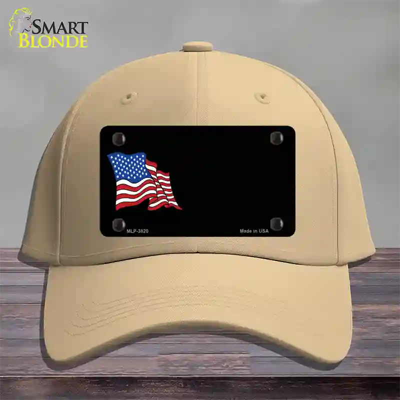 American Flag Offset Novelty License Plate Hat Cotton / Khaki