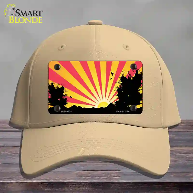 Southwest Red Sunset Novelty License Plate Hat Cotton / Khaki