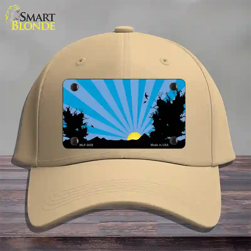 Southwest Blue Sunset Novelty License Plate Hat Cotton / Khaki