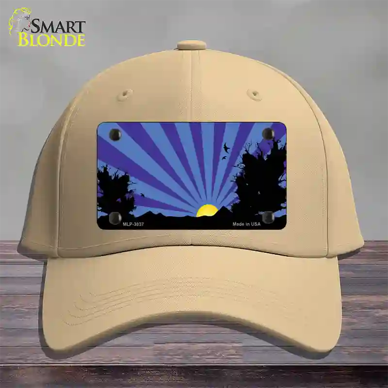 Southwest Purple Sunset Novelty License Plate Hat Cotton / Khaki