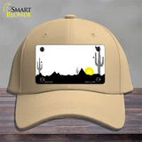 Southwest Cactus Sunrise White Novelty License Plate Hat Cotton / Khaki