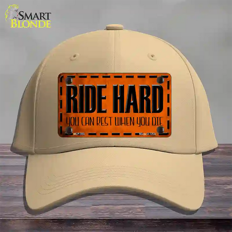 Ride Hard Novelty License Plate Hat Cotton / Khaki