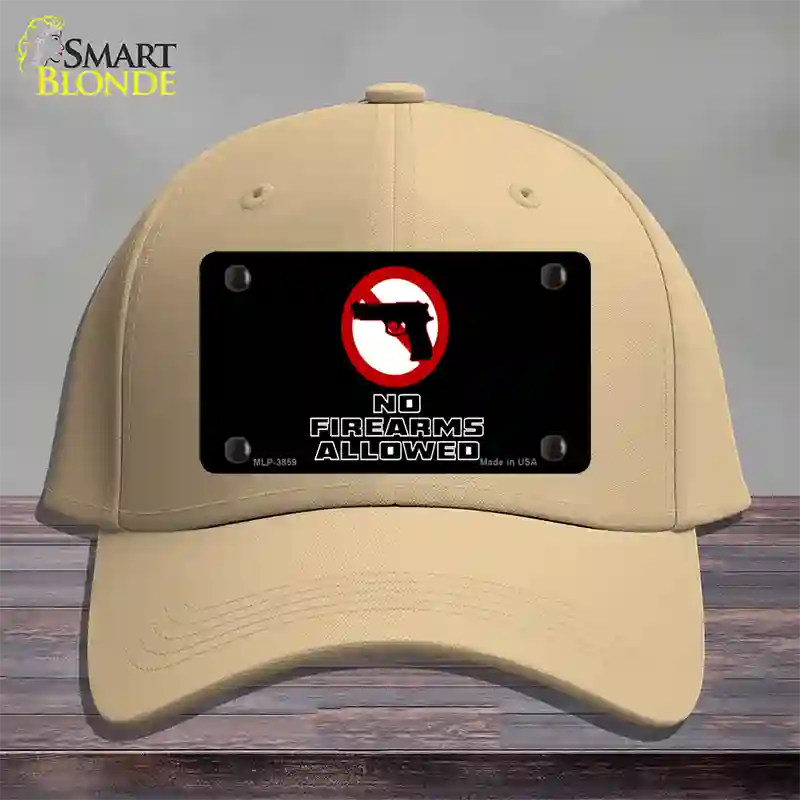 No Firearms Allowed Novelty License Plate Hat Cotton / Khaki