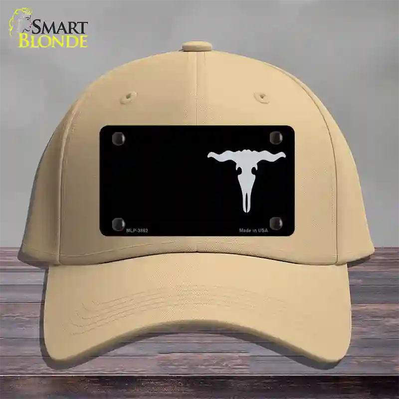 Cattle Skull Offset Novelty License Plate Hat Cotton / Khaki