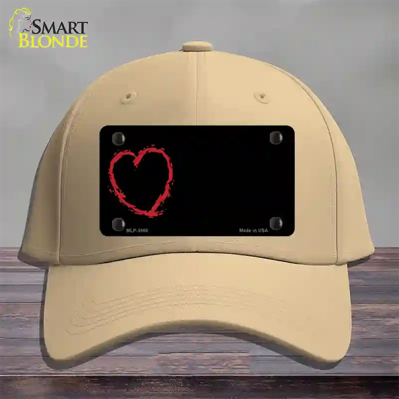 Heart Offset Novelty License Plate Hat Cotton / Khaki