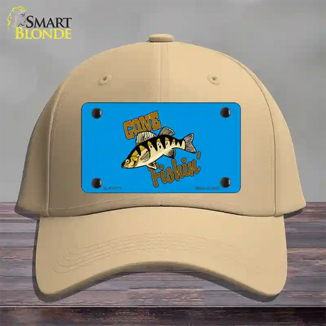 Gone Fishin Novelty License Plate Hat Cotton / Khaki