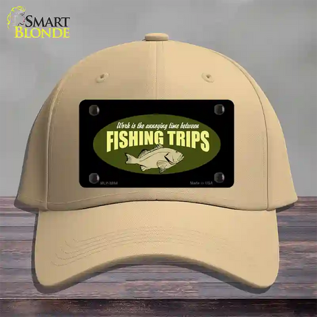 Fishing Trips Novelty License Plate Hat Cotton / Khaki