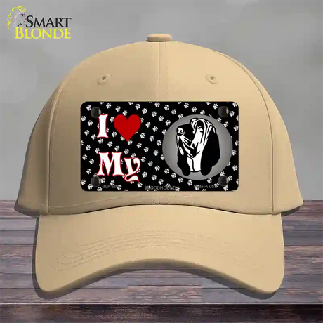 I Love My Bloodhound Novelty License Plate Hat Cotton / Khaki