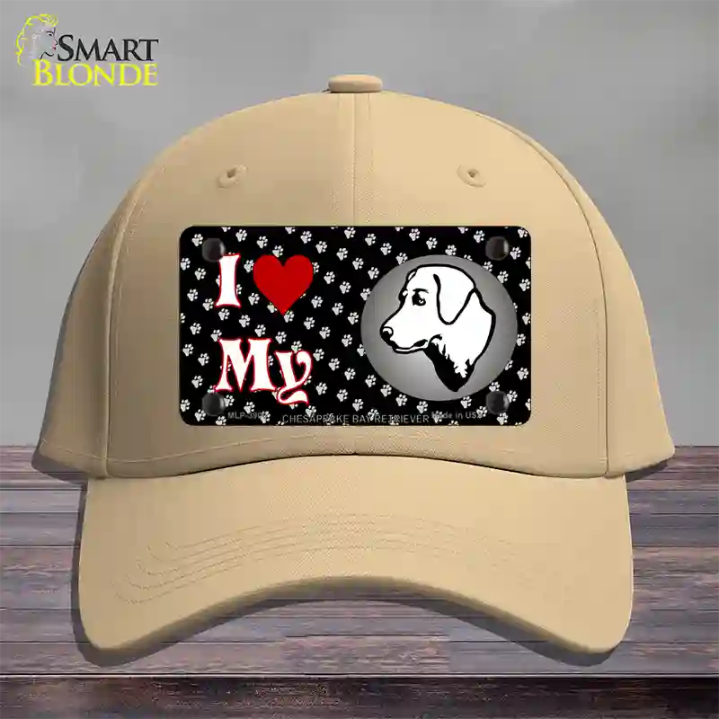 I Love My Chesapeake Bay Retriever Novelty License Plate Hat Cotton / Khaki