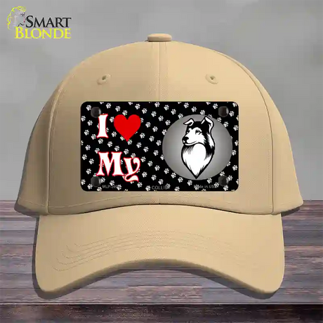 I Love My Collie Novelty License Plate Hat Cotton / Khaki