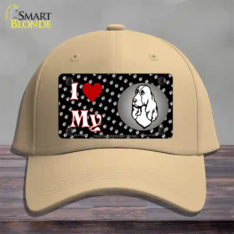 I Love My English Springer Spaniel Novelty License Plate Hat Cotton / Khaki