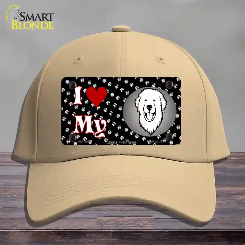 I Love My Great Pyrenees Novelty License Plate Hat Cotton / Khaki