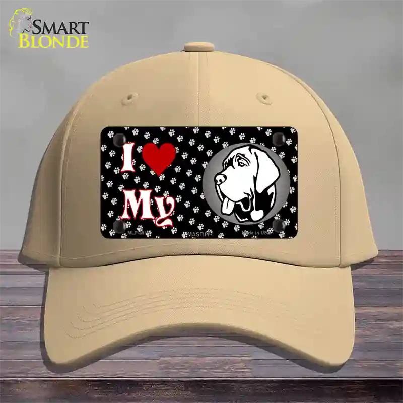 I Love My Mastiff Novelty License Plate Hat Cotton / Khaki