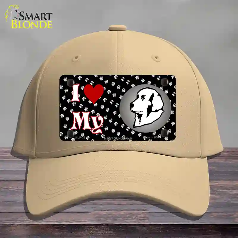 I Love My Newfoundland Novelty License Plate Hat Cotton / Khaki