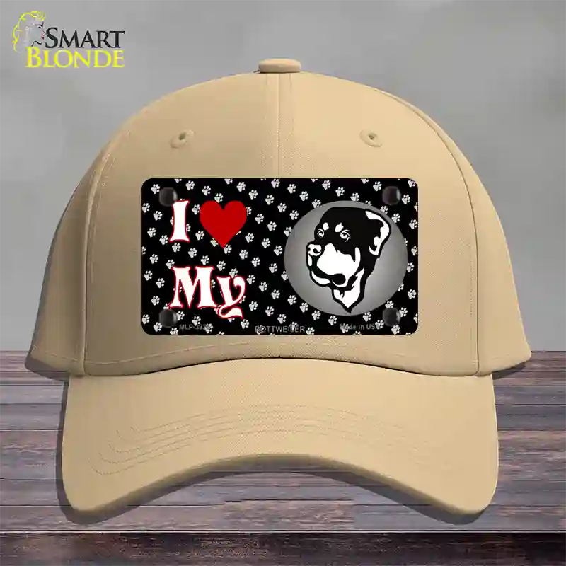 I Love My Rottweiler Novelty License Plate Hat Cotton / Khaki