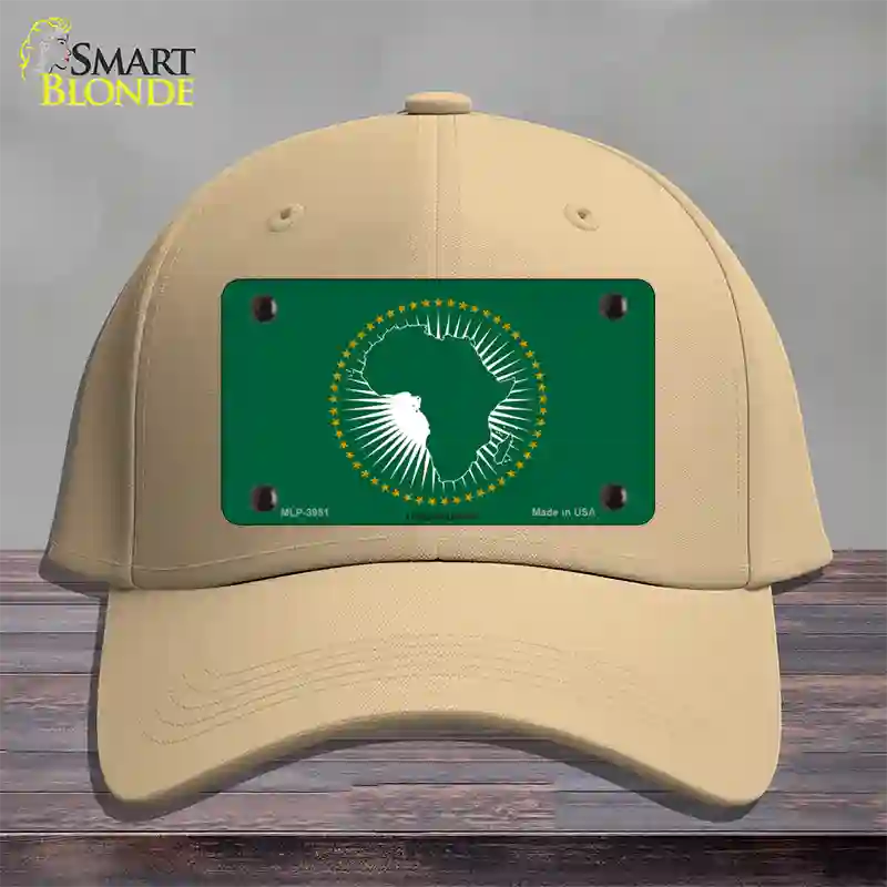 African Union Flag Novelty License Plate Hat Cotton / Khaki