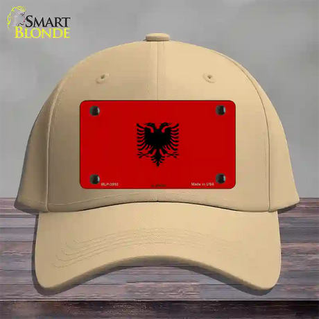 Albania Flag Novelty License Plate Hat Cotton / Khaki