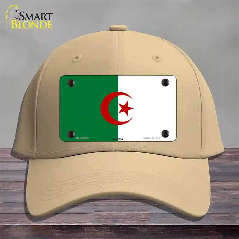 Algeria Flag Novelty License Plate Hat Cotton / Khaki