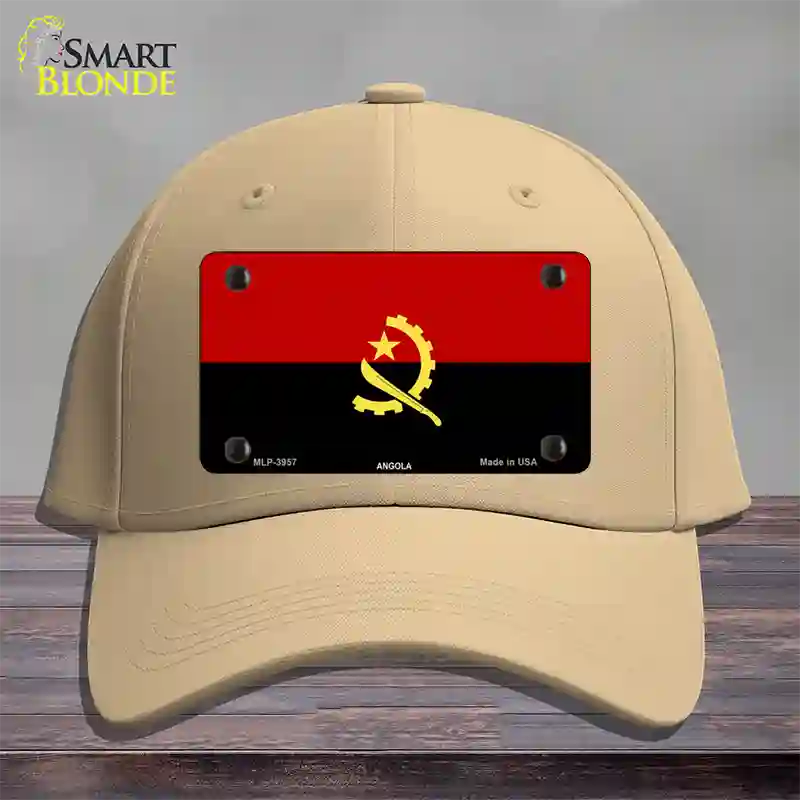 Angola Flag Novelty License Plate Hat Cotton / Khaki