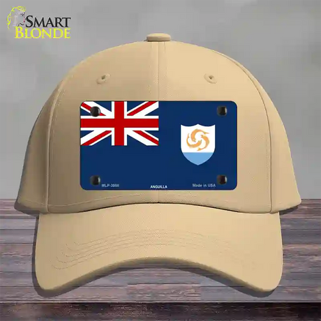 Anguilla Flag Novelty License Plate Hat Cotton / Khaki