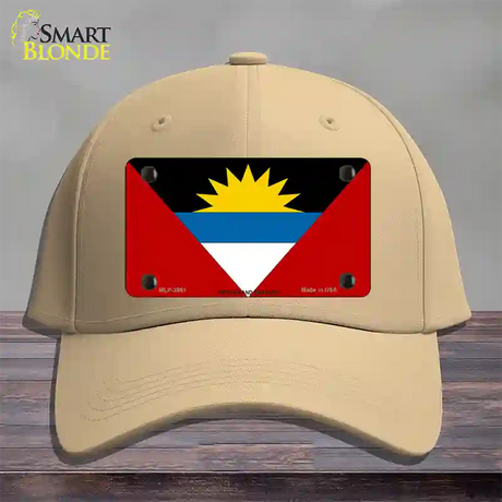 Antigua & Barbuda Flag Novelty License Plate Hat Cotton / Khaki