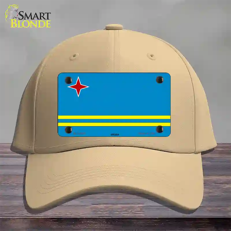 Aruba Flag Novelty License Plate Hat Cotton / Khaki