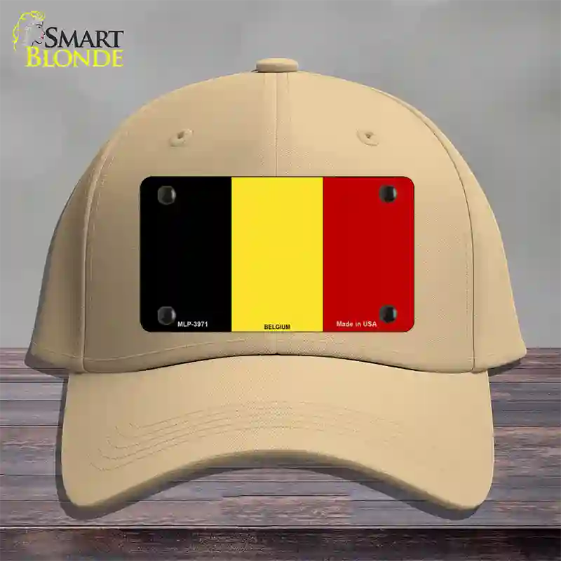 Belgium Flag Novelty License Plate Hat Cotton / Khaki