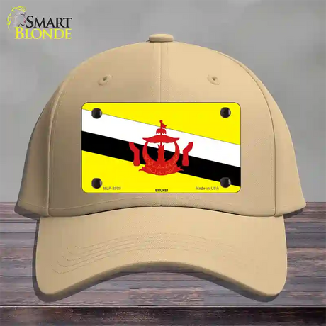 Brunei Flag Novelty License Plate Hat Cotton / Khaki