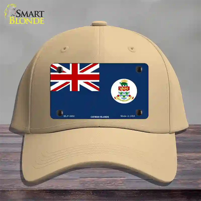 Cayman Islands Flag Novelty License Plate Hat Cotton / Khaki