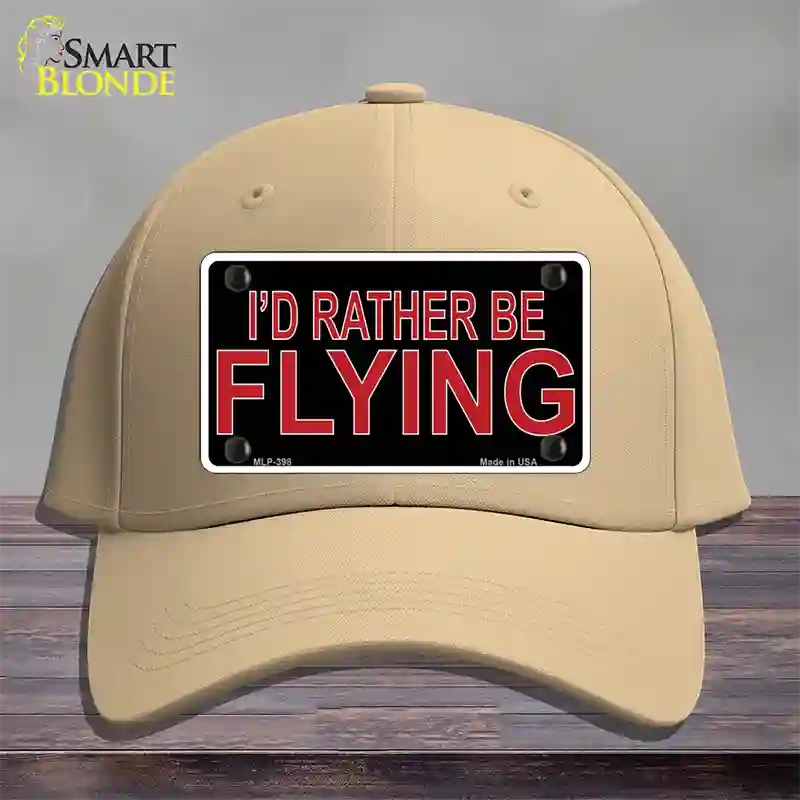 Rather Be Flying Novelty License Plate Hat Cotton / Khaki